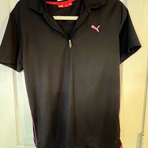 Puma Black Polo Shirt with Pink Highlights